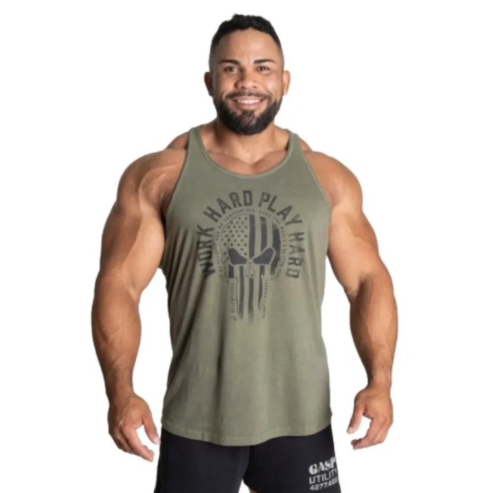Gasp Skull t-back, Acid Washed Green
